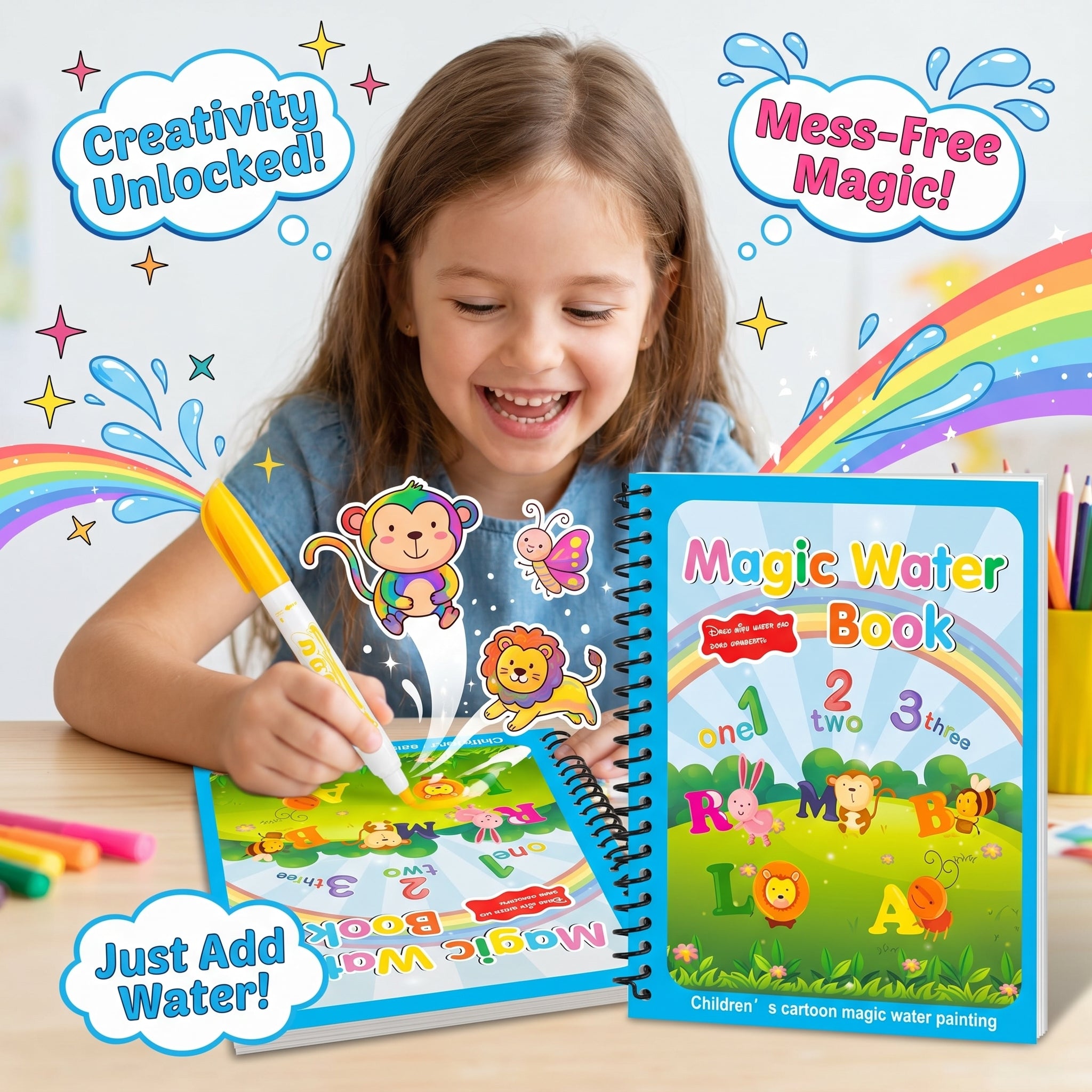 Magical Water Painting Book For Kids | Pack of 4 - KidZee