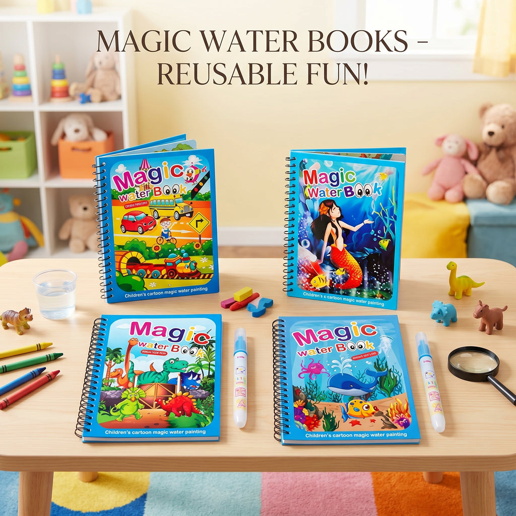 Magical Water Painting Book For Kids | Pack of 4 - KidZee