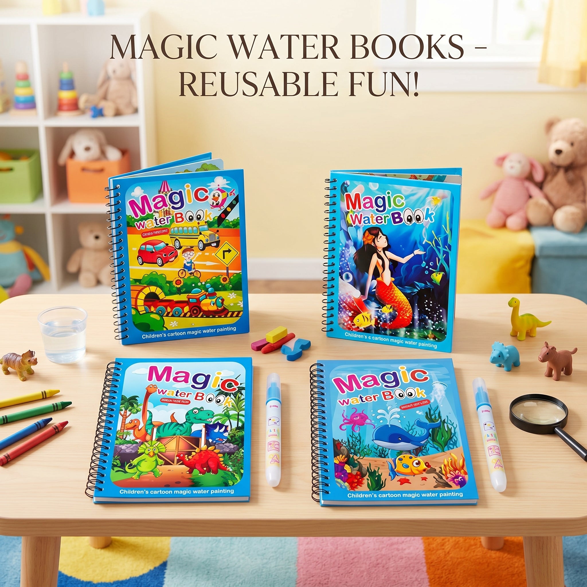 Magical Water Painting Book For Kids | Pack of 4 - KidZee