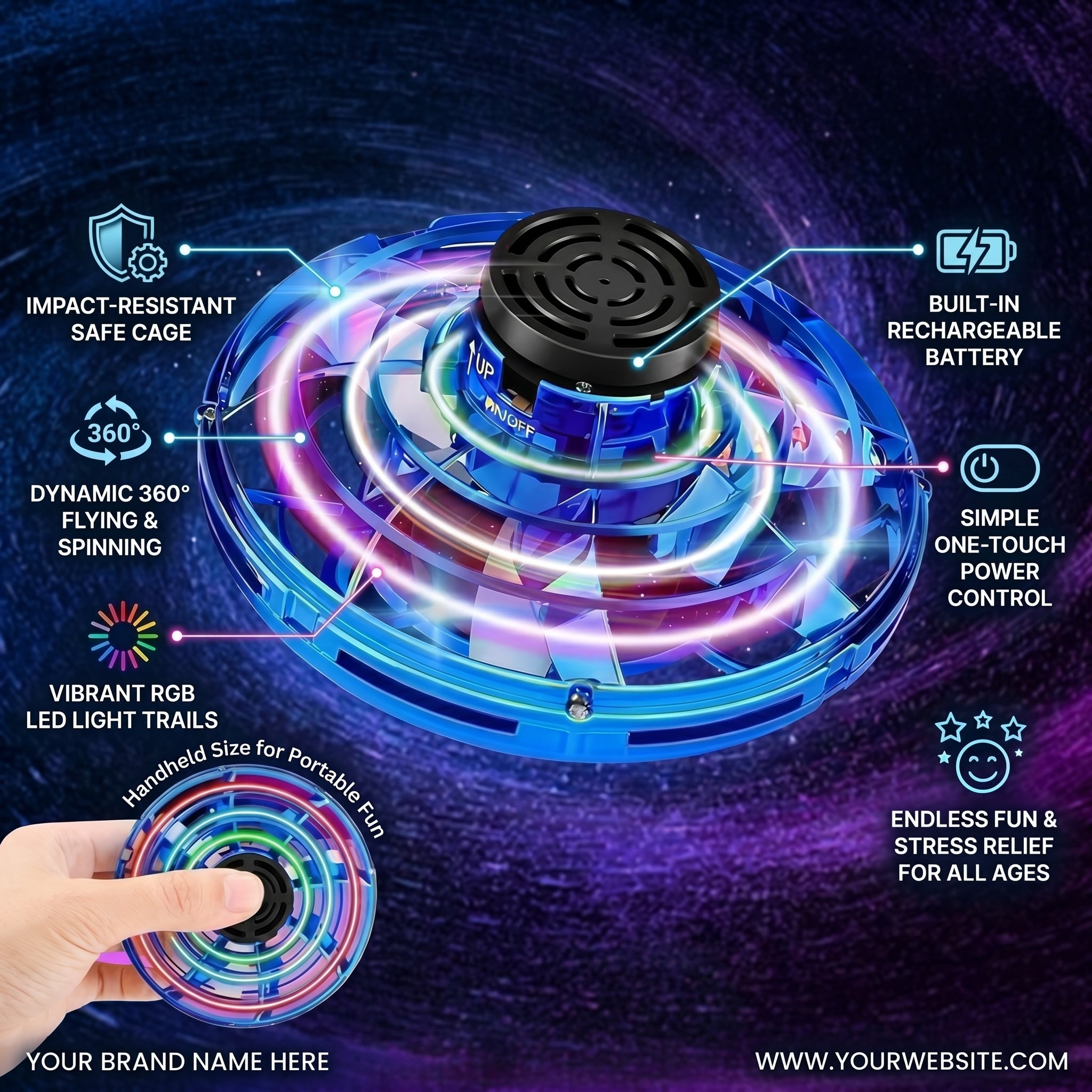 Mini UFO | Flying Spinner Toy | Funfull Toy - KidZee