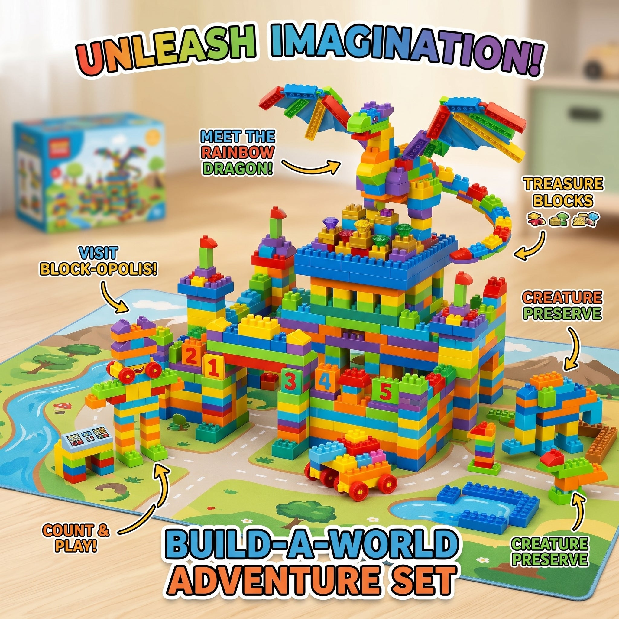 Mega Building Blocks | Large Multicolour Blocks | 50 Construction Set - KidZee