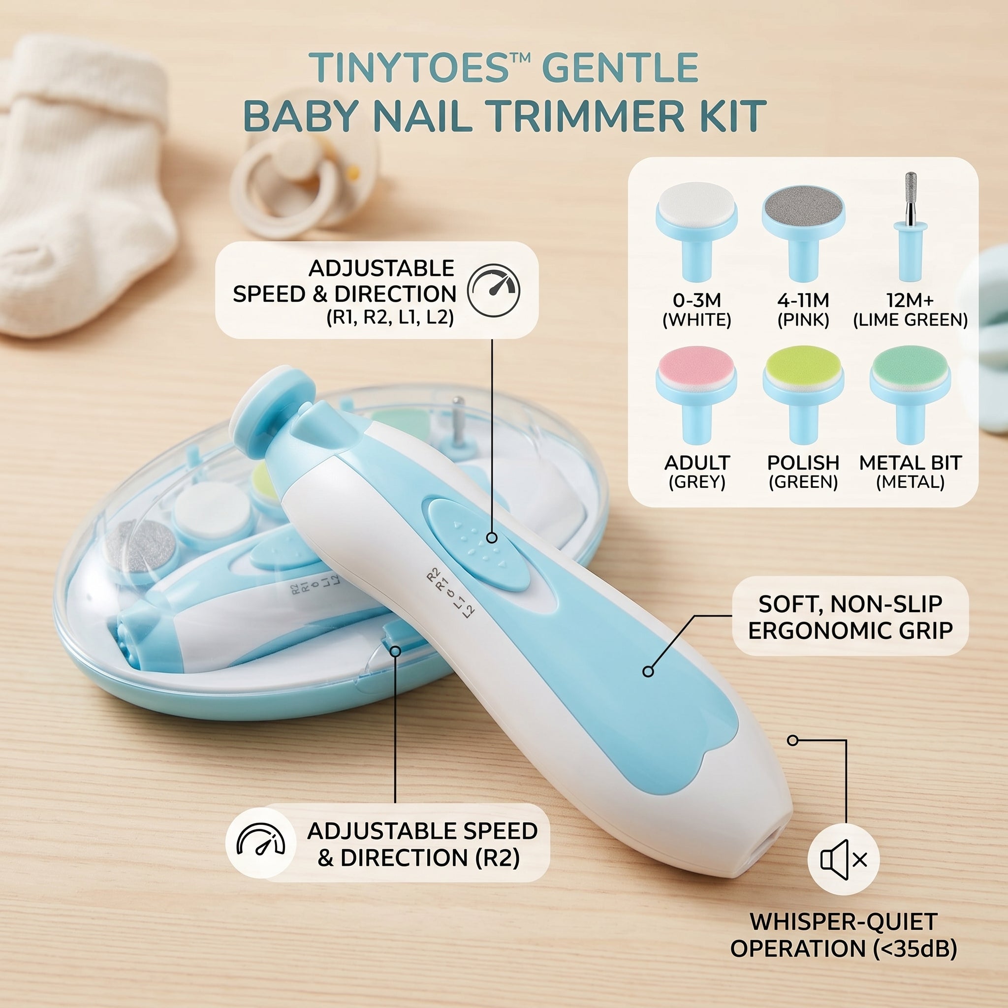 Trimo Baby Electric Nail Trimmer | Trimmer - White - KidZee